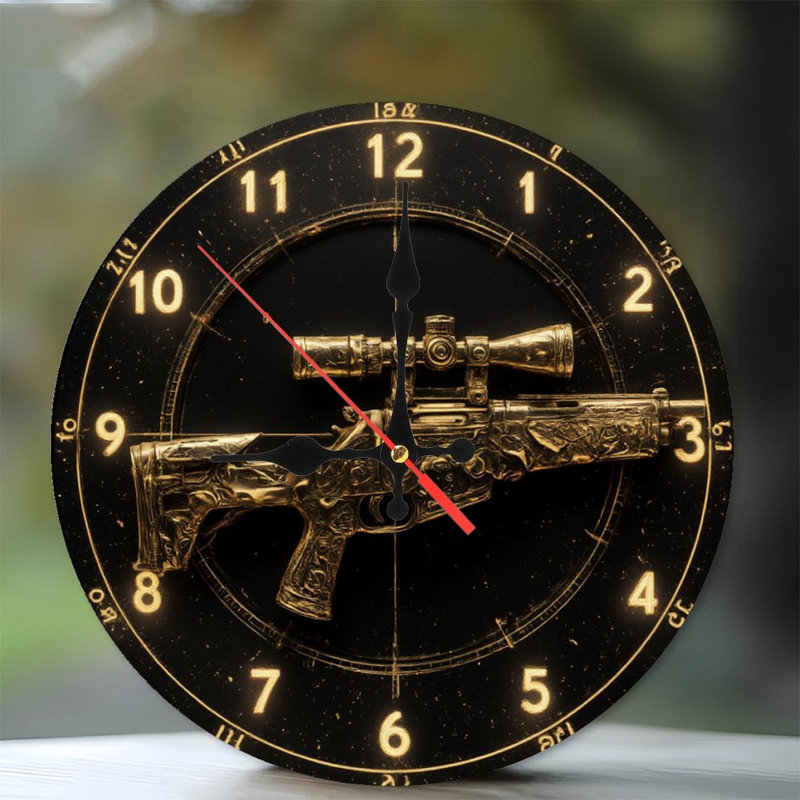 Horloge avec fusil doré