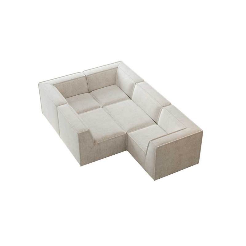 Karr 5-Seater L-Shape Boneless Compression Modular Sofa, Beige Chenille
