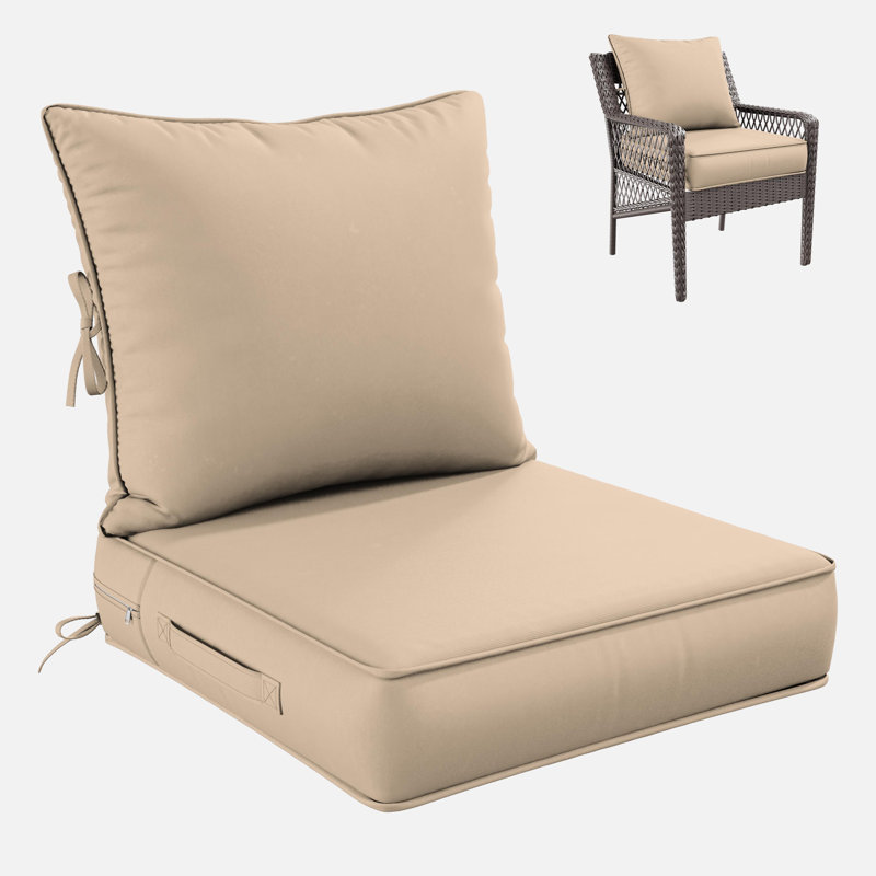 Outdoor Deep Seating Cushion Set Indoor And Outdoor Seat / Back Cushion, Available In 4 Sizes, Sand, 19" H x 19" W