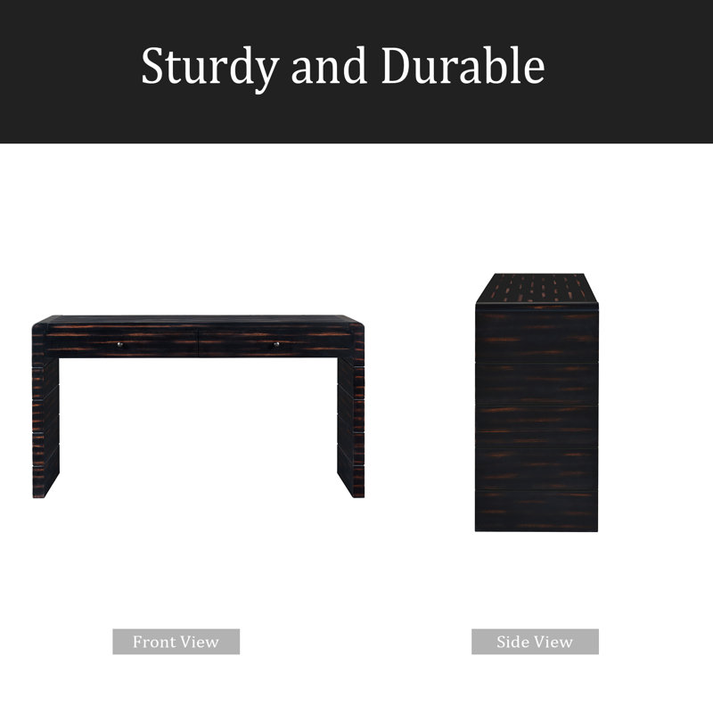 Console incurvée avec rangement, table d'entrée en bois avec 2 tiroirs, consoles rustiques de ferme pour le vestibule, le couloir et le salon