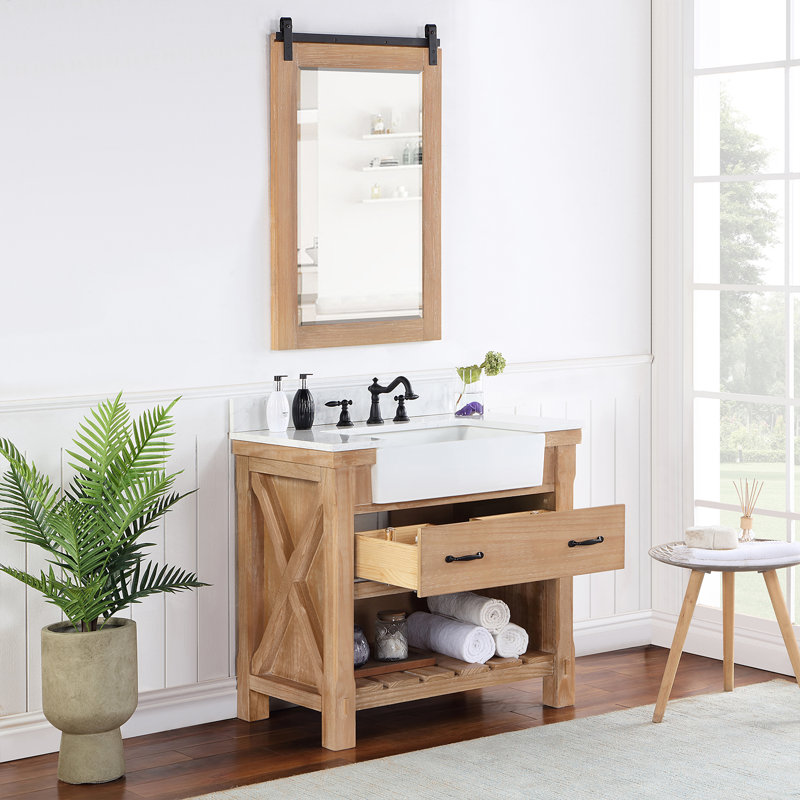 Ensemble de meuble-lavabo simple 36 po Villareal, Pin délavé