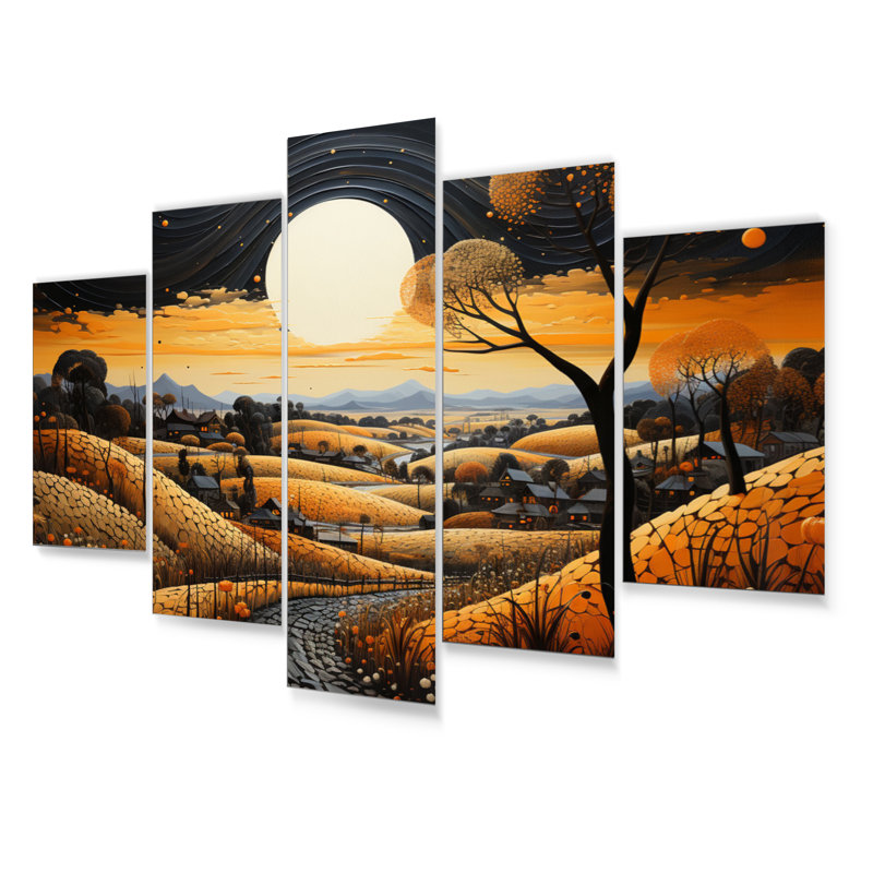 Ensemble de décorations murales en métal Farm Golden Harvest Pointillism V - Paysages