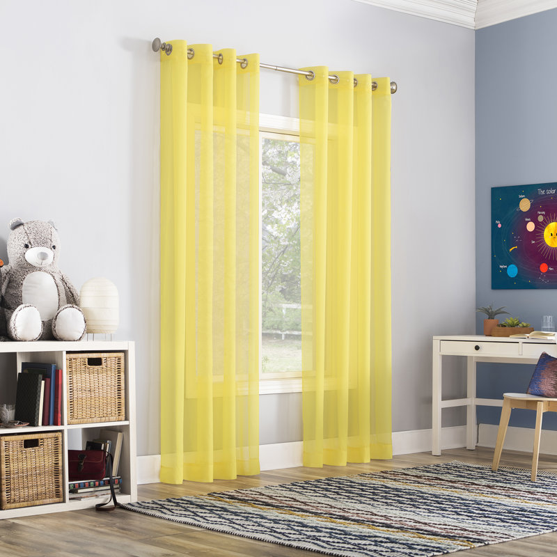 Panneau de rideau diaphane avec œillets Caspian, l 59 po x L 84 po, Jaune citron