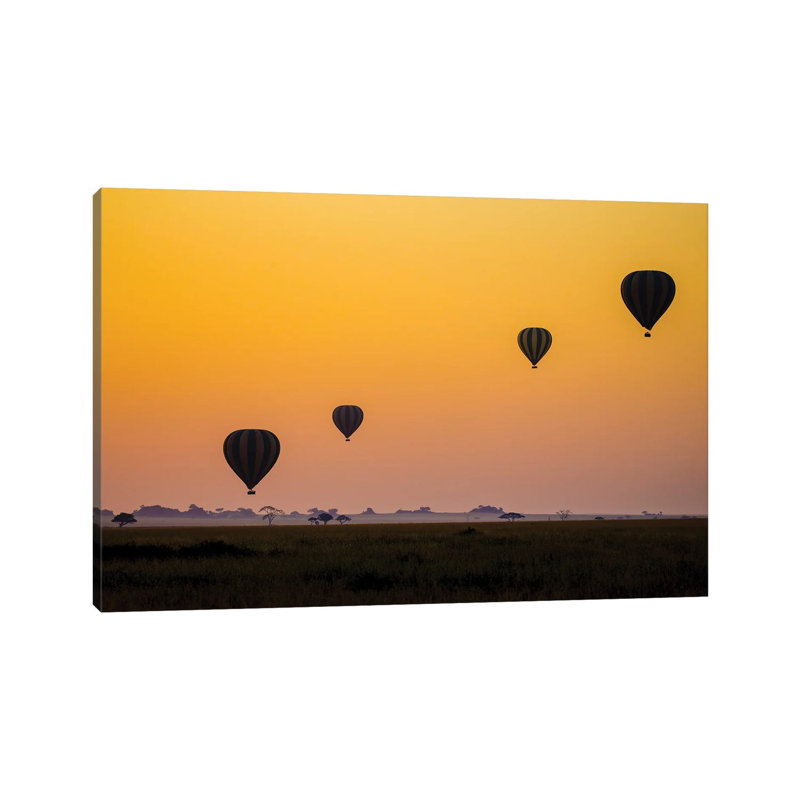 Balloons Flying Over Serengeti National Park, Tanzania, Africa 1 Piece Wrapped Canvas Wall Art, 8" H x 12" W, Wrapped Canvas