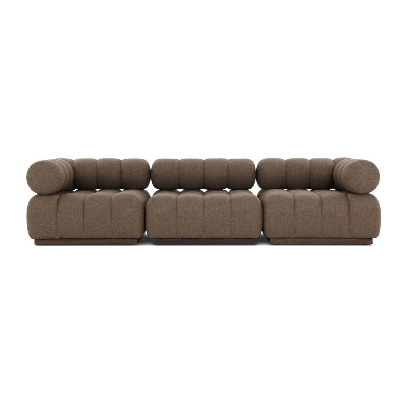 Martinique 109.5" Wide Patio Sectional, Alessi Fawn Cushion/Natural Teak Frame, Symmetrical