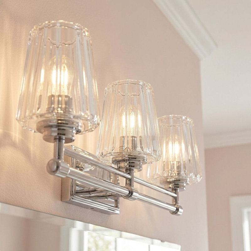 Mattlyn 3-Light Vanity Light in Polished Nickel, Polished Nickel, 3 Lights, 9.5" H x 24" W x 24" D