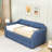 Twin-Size Linen Upholstered Daybed with Twin Trundle and Slats-1780050316