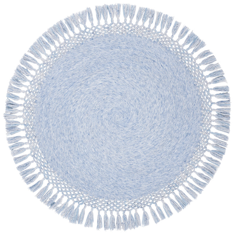 Crum Hand Tufted Blue Denim Area Rug, Round 4'