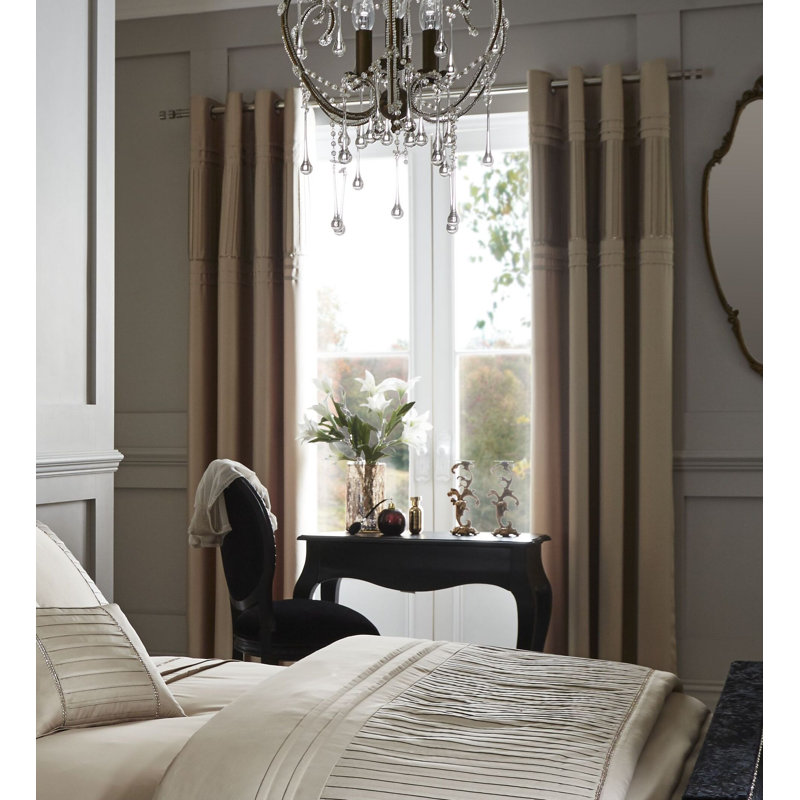 Diamante Pleats Eyelet Blackout Curtains