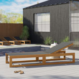 Arvada Outdoor Acacia Wood Chaise Lounge