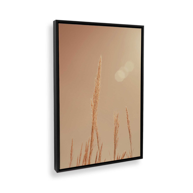 Reproduction d'herbes d'automne sur rouleau, Cadre flottant noir satiné, H 18,75 po x l 12,75 po x P 1,75 po