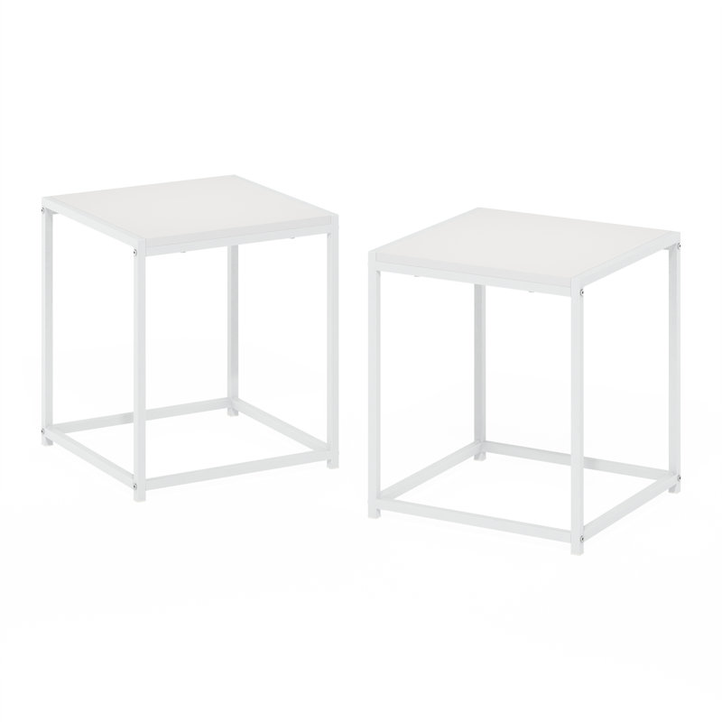 Wrought Studio™ Marializ Modern Living End Table, Solid White/White, Set of 2