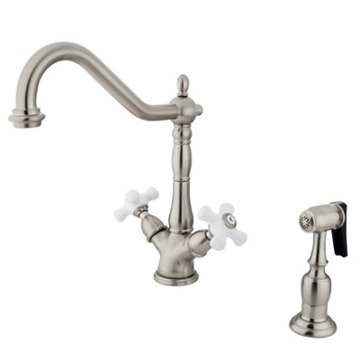 Robinet de cuisine à 2 ou 4 trous à fixation sur le comptoir avec douchette en laiton Kingston