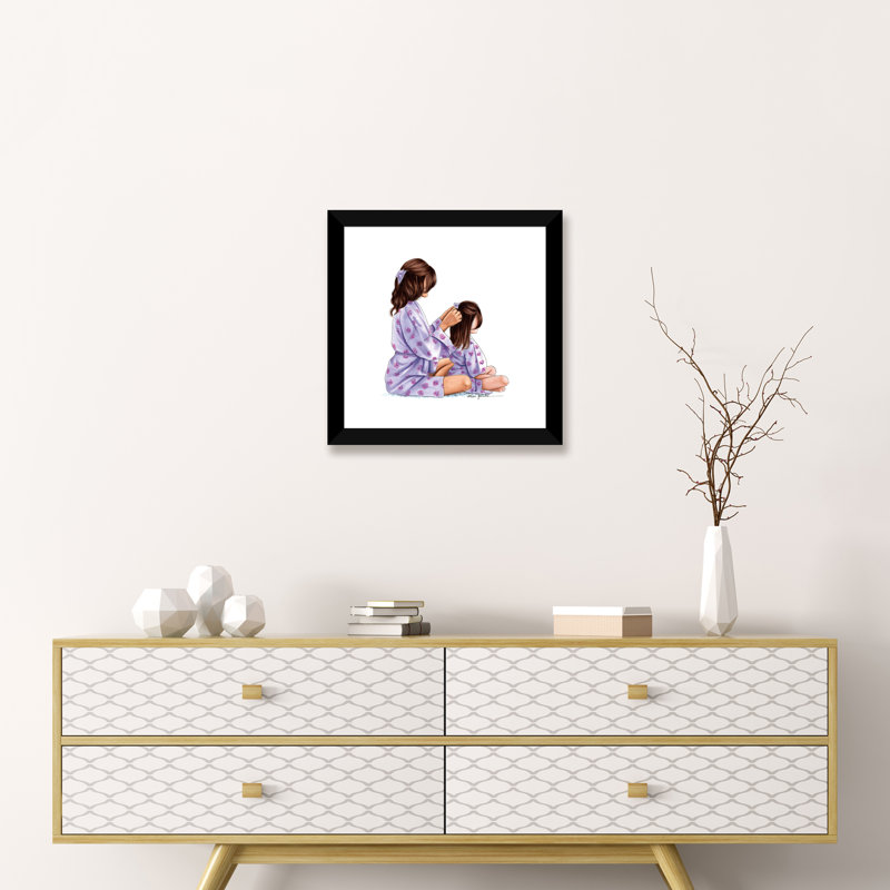 «Mom and Daughter» par Elza Fouche - reproduction imprimée, Papier encadré noir, Blanc, H 16 po x l 16 po x p 1 po