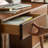 Walnut Rectangular Solid Wood Executive desk with drawers desk