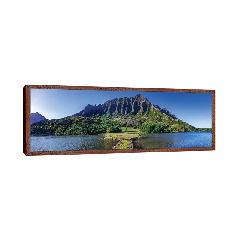 Kualoa Fishpond Pano 1 Piece Panoramic Wall Art on Canvas, 182.88 cm H x 60.96 cm W, Classic Wood Framed