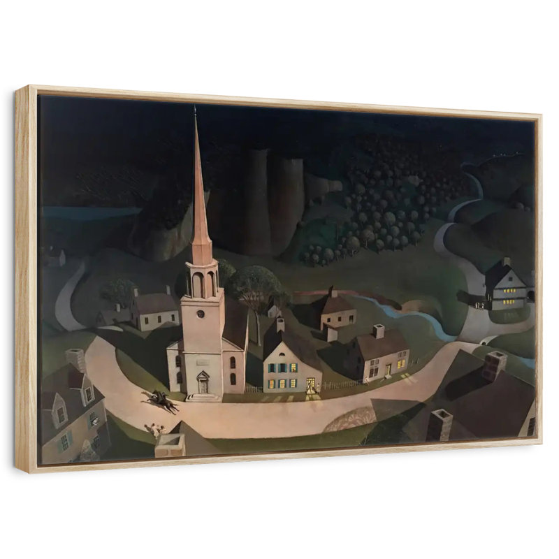 Tour de minuit de Paul Revere, 31 po x 21 po, Cadre flottant en bois naturel
