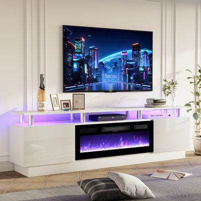 Keely 70'' TV Stand for TVs up to 80'' with Electric Fireplace and Adjustable Shelves