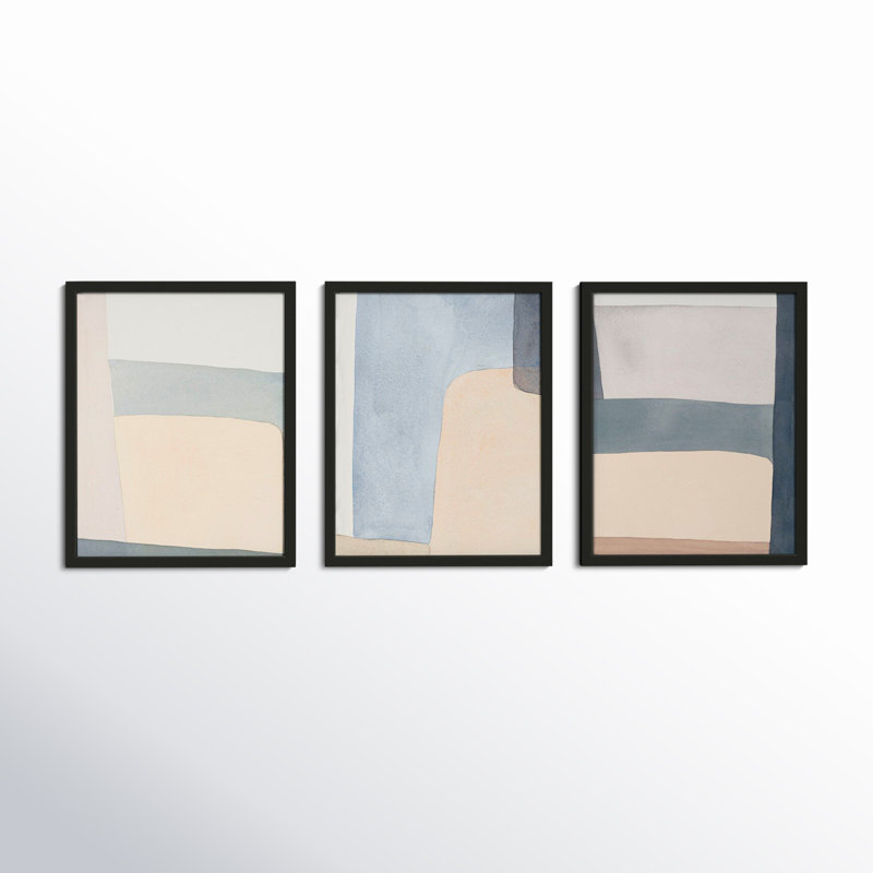 Grey Hue Set Of 3 Print by Julia Balfour, 30" H x 72" W, Picture Framed Paper, Black