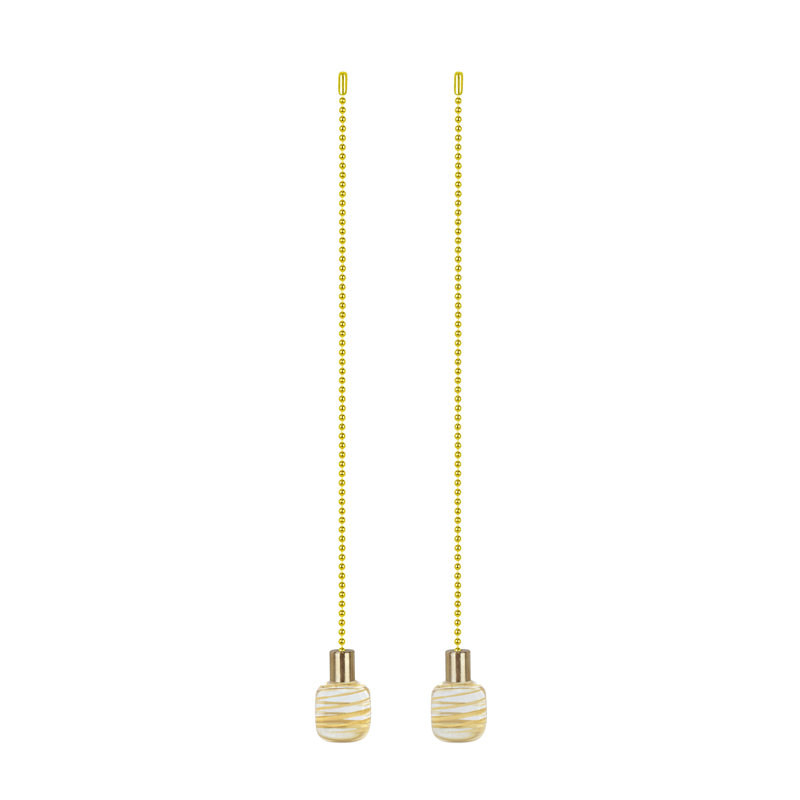 Aspen Creative 20507-22, 12" Clear With Yellow Line Glass Knob With Pull Chain In Copper, 2 Pack