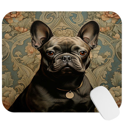Animals William Morris Dog VII Bulldog Cottage Gaming Cute Office Laptop Desk Pad Gift Mat Square Rectangle Non-Slip Mousepad