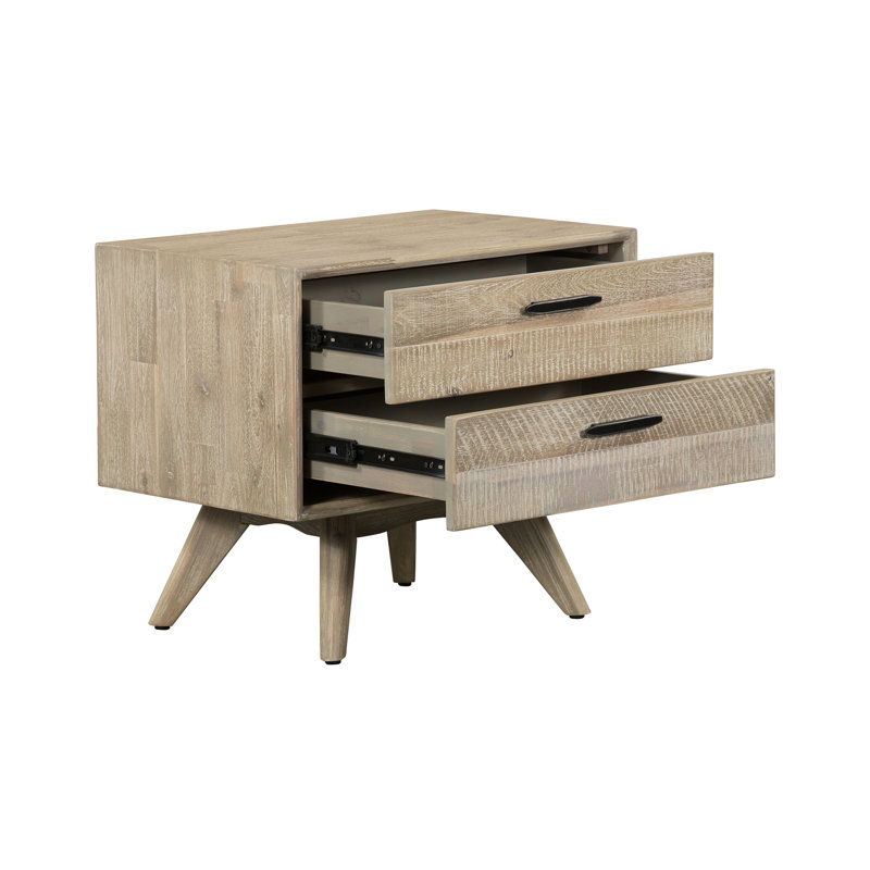 Table de chevet 2 tiroirs Acacia