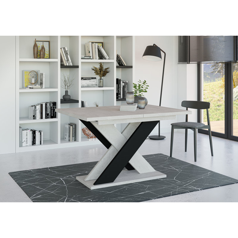 Extendable Dining Table Alysan, Light Grey/Black