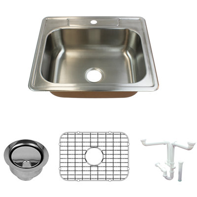 Classic 25'' L Single Bowl Stainless Steel Kitchen Sink