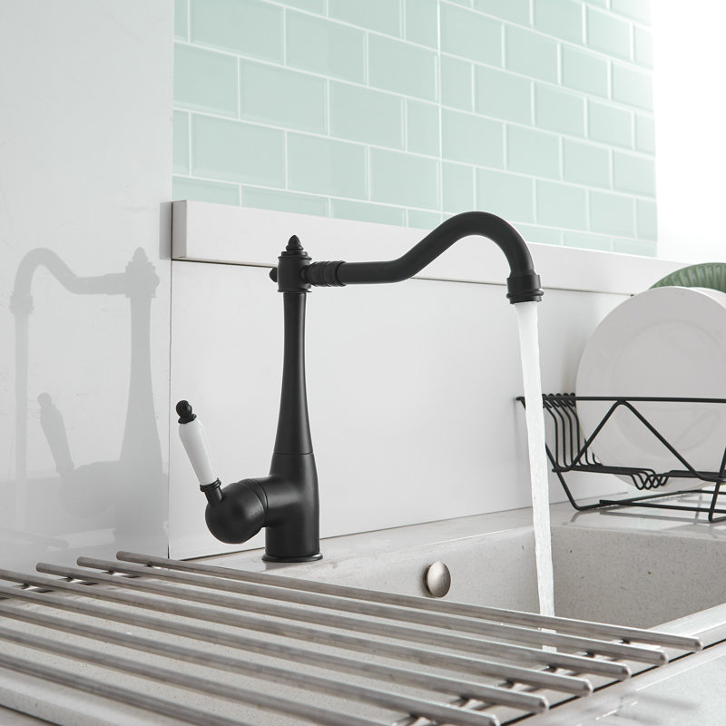 Traditional Single-Handle Standard Kitchen Faucet, Matte Black