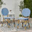 Ensemble de 2 chaises bistro d'extérieur sans accoudoirs en aluminium, bleu marine et bambou