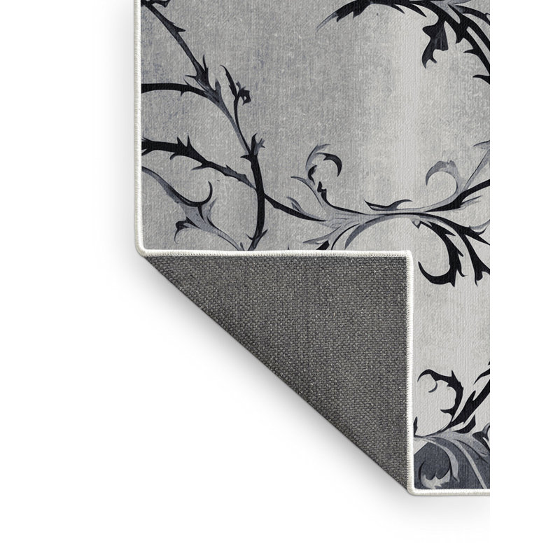 Pewter Fern Rug, Square 3'