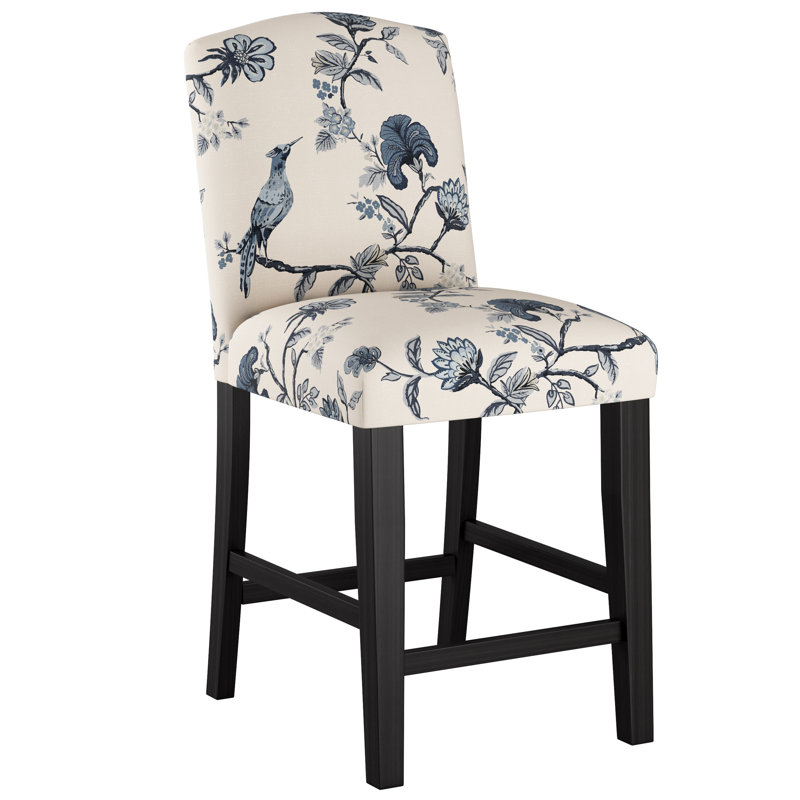 Tabouret de bar et de comptoir April, Tabouret de comptoir (siège d'une hauteur de 26 p, Indigo Shaana, Bois noir
