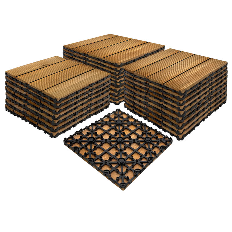 Interlocking Deck Tile, Honey Oak