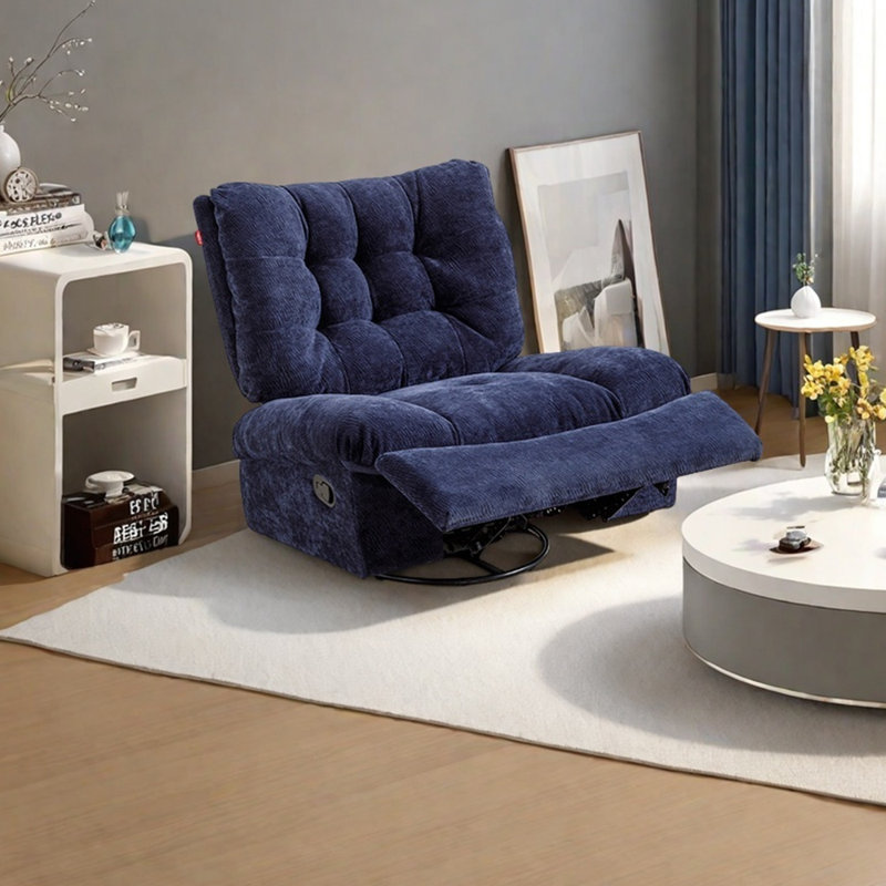 Fauteuil inclinable capitonné dans un style luxueux léger, Chenille bleu marine