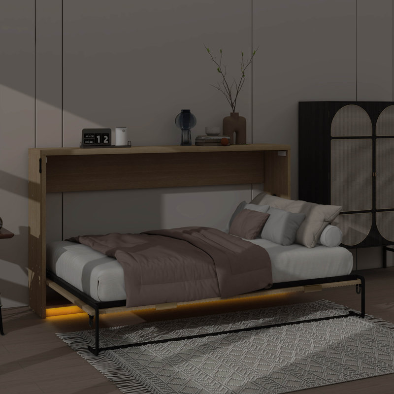 Lit escamotable simple de taille XL avec éclairage DEL, peut être plié dans une armoire