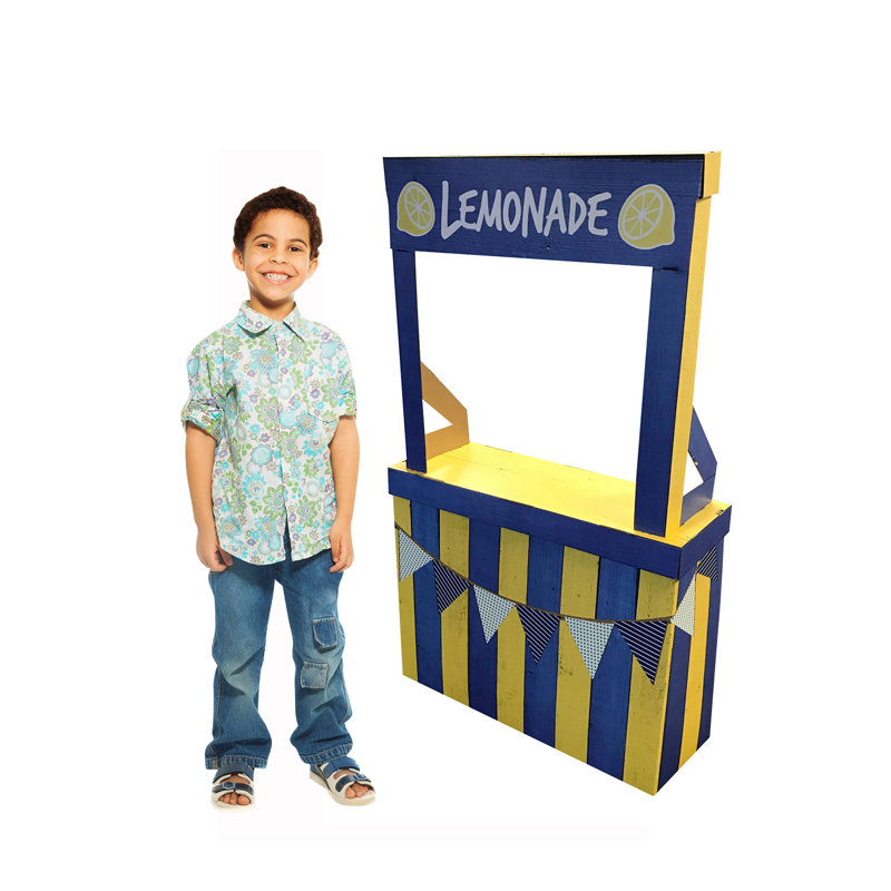 Children's Blue and Yellow Cardboard Lemonade Stand
