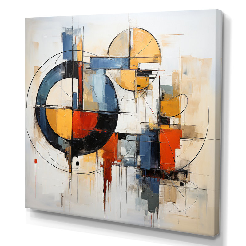 «Mid I Century» abstrait coloré Fusion I - art abstrait Mid-Century, H 24 po x l 24 po x P 1 po, Toile tendue
