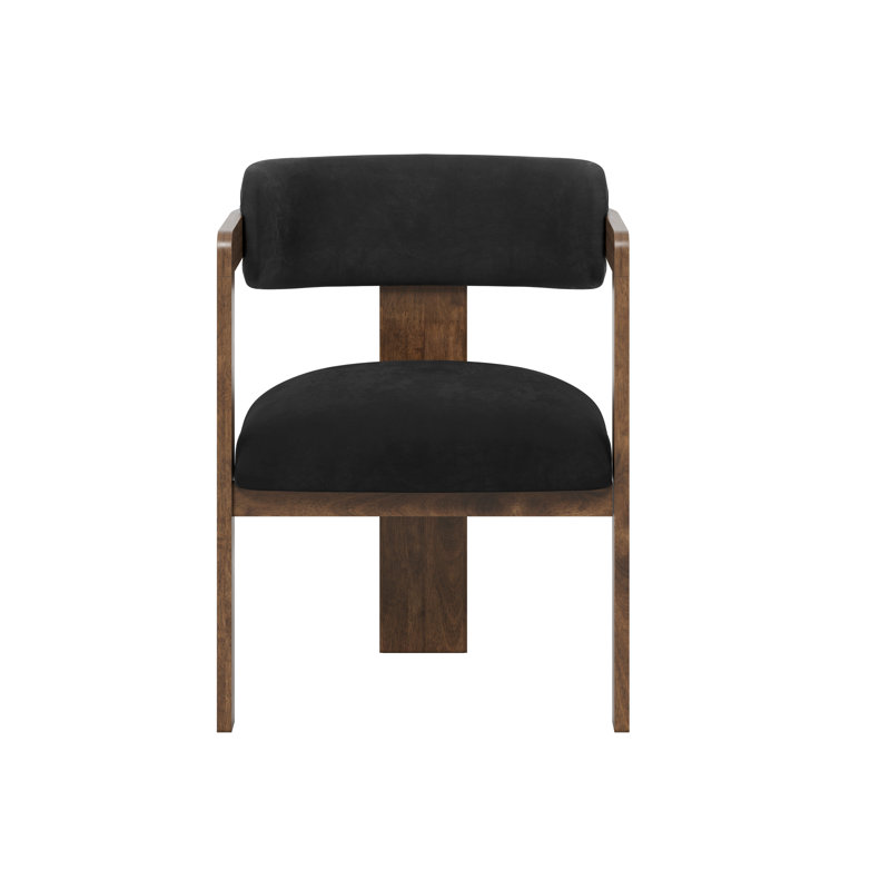 Mai Upholstered Dining Chair, Brown Wood, Black