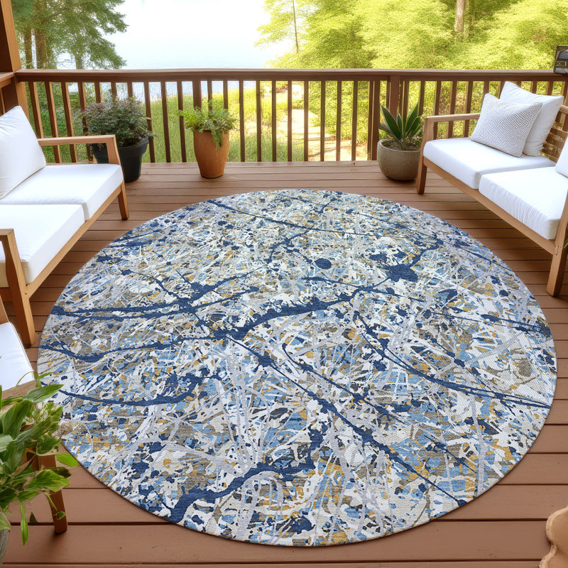 Machine Washable Indoor/Outdoor Jozwiak ACN2389 Abstract Rug, Round 8'