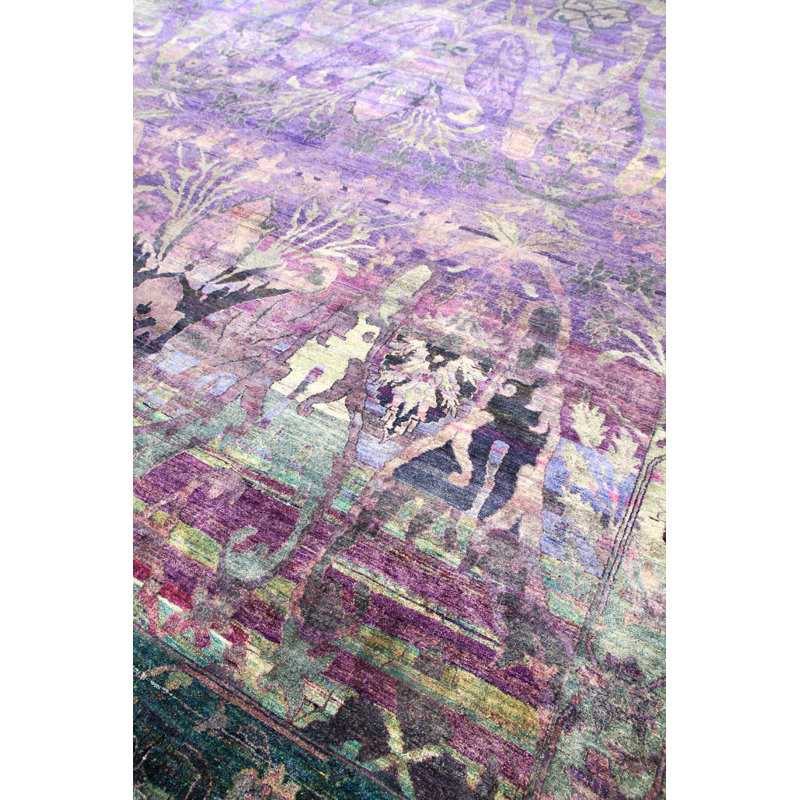 Silk Treasures One-of-a-Kind Rectangle 11'5" X 15'7" New Age Area Rug Purple