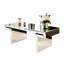 Table basse de 47 pouces avec miroir rectangulaire de luxe, verre trempé cannelé, double protection, s'adapte aux petites pièces absorbant les chocs, pour les intérieurs modernes
