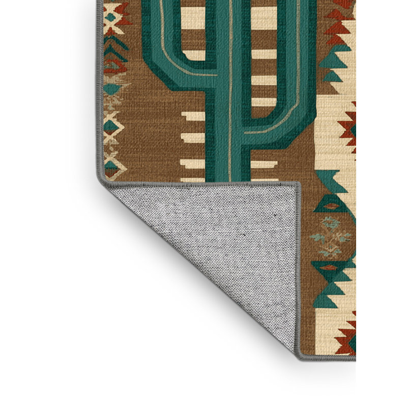 Washable Cactus Pattern Southwestern Area Rug, Runner 2' x 4'