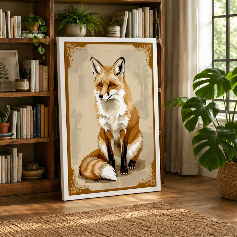 Dignified Fox Boho - Wrapped Canvas, 18x12 - 45.7 x 30.5 cm, Sage Border