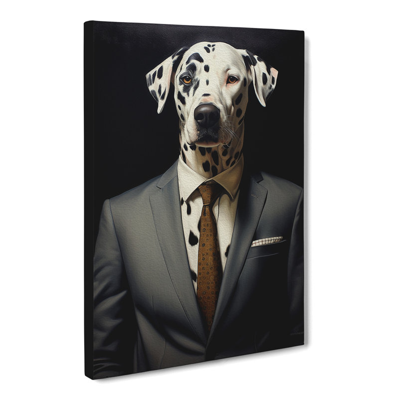 Dalmation In A Suit No.4 - Print on Canvas, 60cm H x 40cm W x 3cm D