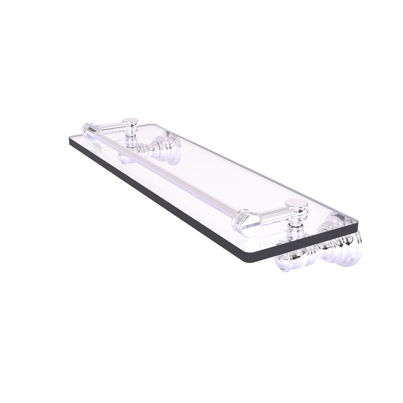 Tablette en verre Freyja, H 3,3 po x l 16 po x P 5,54 po, Chrome poli