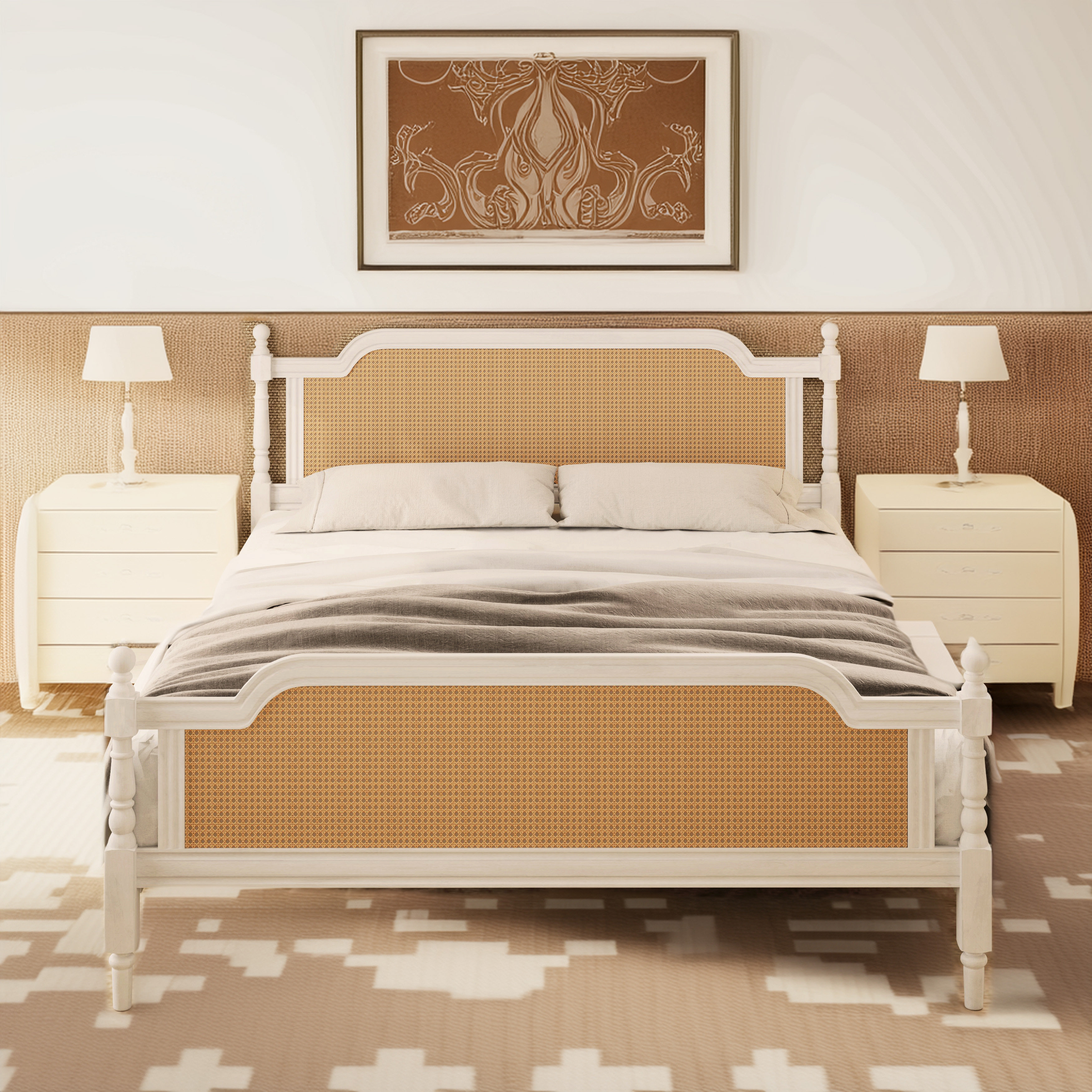 Decopom Rattan Queen Size Bed Frame No Box Spring Needed Wayfair