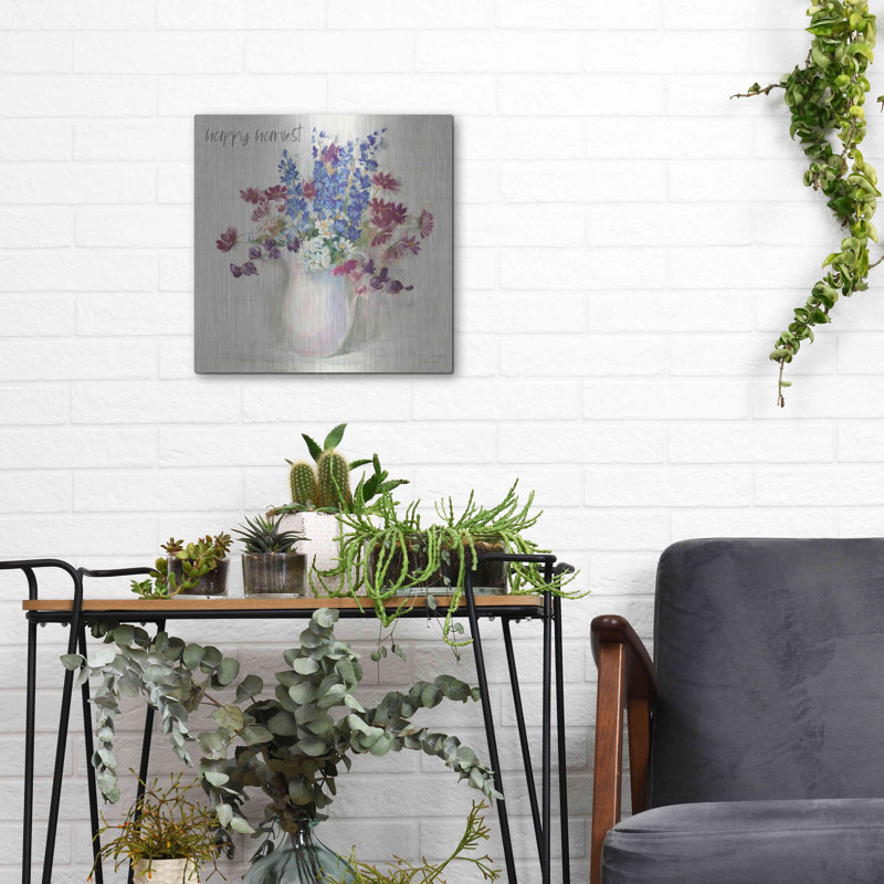 «Harvest Ironstone Bouquet II» par Carol Rowan, art mural en métal, H 12 po x l 12 po