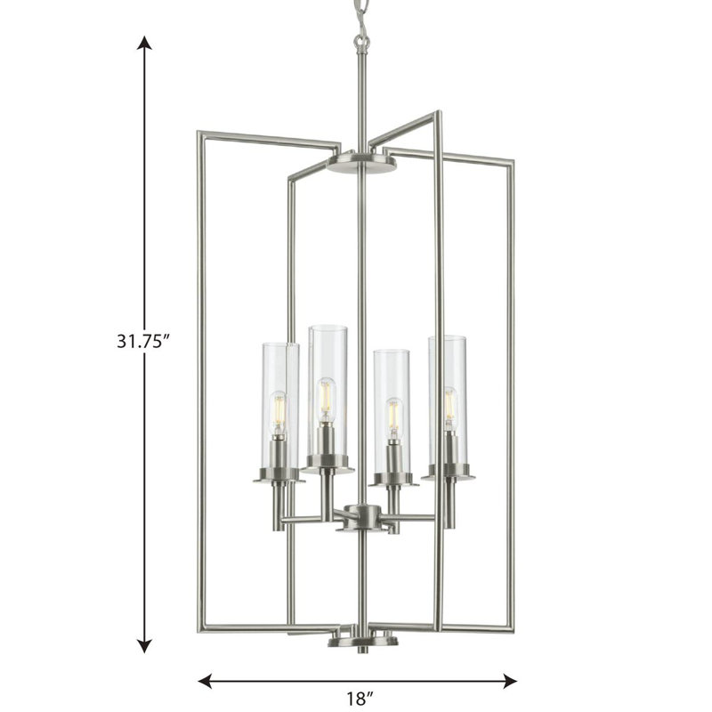 4 - Light Unique/Statement Pendant, Brushed Nickel
