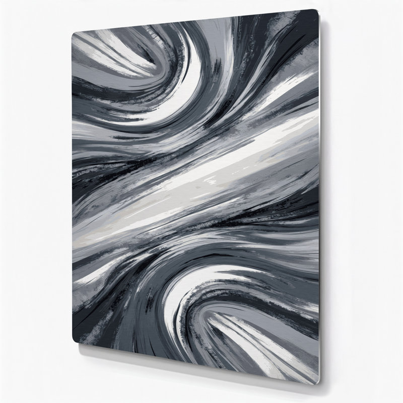 Abstrait paysage 87, art mural en métal noir