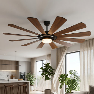 Grand ventilateur de plafond avec lumière, ventilateur de plafond réversible à moteur à courant continu à haut débit d'air de 8918 pi³ / min avec télécommande, lumière DEL à 3 couleurs, ventilateur de plafond pour grandes pièces